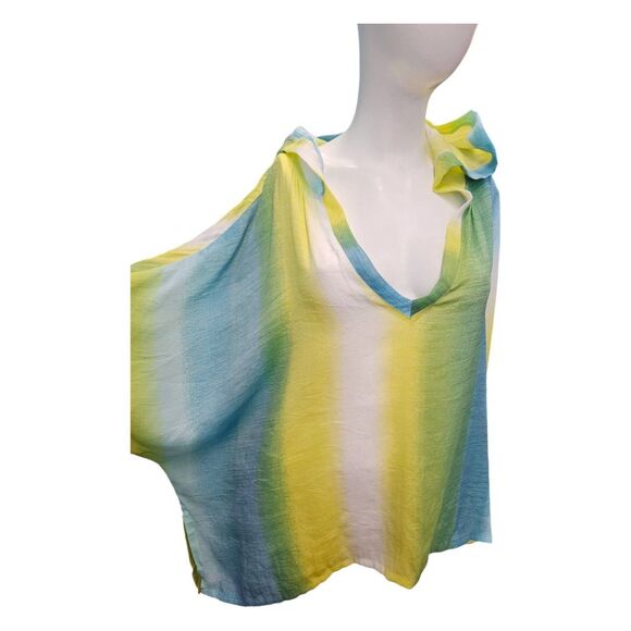 Soho Street Green Ombre Hoided Top Size Medium Caftan Swim Cover - Picture 2 of 8